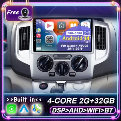 9" Autoradio CarPlay Für Nissan NV200 2011-2018 Android 14 GPS DAB+ AHD 2GB+32GB - Bild 1 von 4