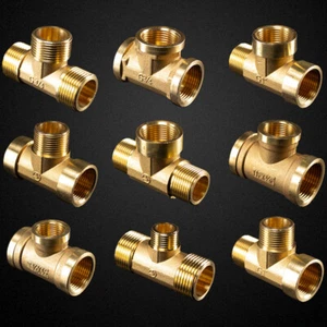 Brass Offset Equal Tees Bsp Male / Female T Straight Tee Fitting 1/8" 1/4" 3/8" - Picture 1 of 30