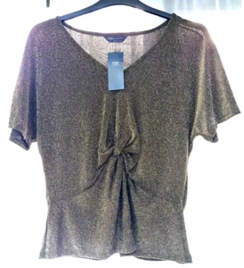 M&S Collection Fine Knit Jumper Bronze Glitter UK M Twist Bust Stretch night out - Picture 1 of 5