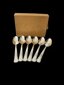 Vintage Oneida Debonair Silver Plate Teaspoons - Lot of 6 with Original Box - Picture 1 of 14