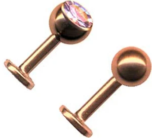 2x SET LABRET ROSEGOLD PIERCING LIPPENSTECKER LIPPE STECKER MADONNA MONROE OHR - Picture 1 of 8