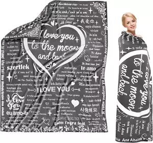 Gifts for Her Throw Blanket Christmas Wife Mom Gifts,100 Language I B_grey_love - Picture 1 of 8