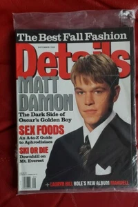 MATT DAMON DETAILS Magazine September 1998 Fall Fashion Issue * Hole* SEALED! - Picture 1 of 3