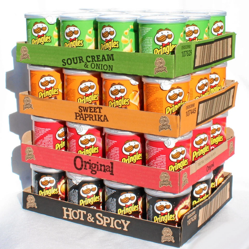 PRINGLES 48 patatine fritte 40 g, originali, dolci piccanti piccanti, paprika, crema acida (4 x 12)