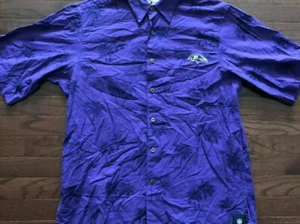 CAMISA HAWAIANA REYN SPOONER BALTIMORE RAVENS PARA HOMBRE PÚRPURA ABOTONADA PEQUEÑA ¡RARA!¡! - Imagen 1 de 5