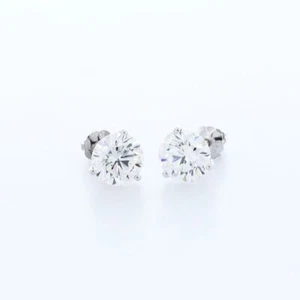 Pendientes redondos brillantes de oro blanco con diamantes naturales certificados E SI1 2,55 ctw E SI1 - Imagen 1 de 12
