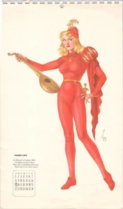 Original Vintage February 1942 VARGAS Pinup Calendar Girl Blonde in Red - Picture 1 of 2