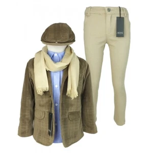 Superweiche Wildlederjacke Kinder wie Kariert 6-teilig camelbraun leichtes Outfit - Bild 1 von 8