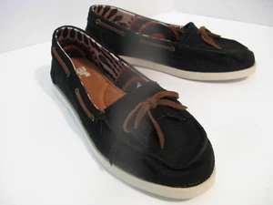 Casual Slip On Boat Shoes Women's LAMO Gypsy Canvas 9M Black NEW - Picture 1 of 6