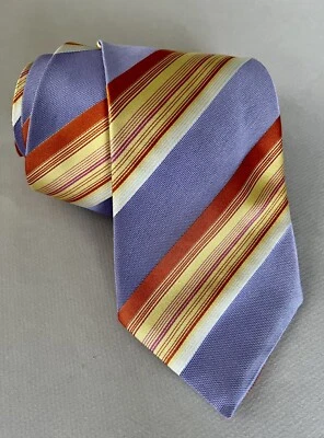 ALFRED DUNHILL ITALIA Rosa Lavanda Naranja Rayas Tejida Seda PARA HOMBRES CORBATA PRECIO DE VENTA SUGERIDO POR EL FABRICANTE $245 Foto 1 de 4