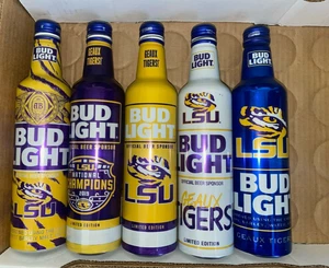 Bud Light alum bottles 5 different Empty - LSU Free Shipping sports cans - Picture 1 of 1