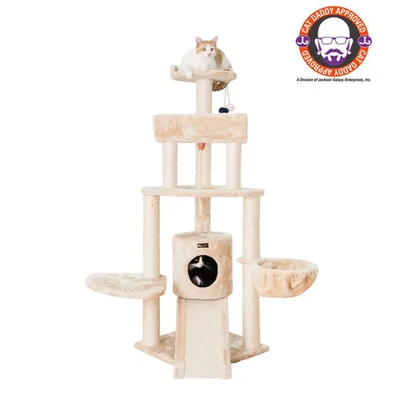 Armarkat Real Wood Spacious Thick Fur Cat Tower W Lounge, Red - Image 1 of 4