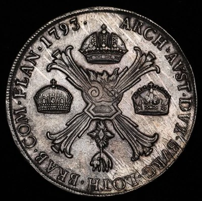 Áustria Holanda Francis II Couronne Kronenthaler Thaler 1793 M 1793M Milão - Imagem 1 de 4