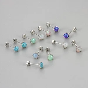 Silver Plated Women Eagle Dragon Claw Opal Stud Screw Back Earrings PE3 - Picture 1 of 11