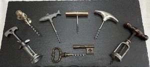 Lot of Vintage Collectable Metal and Wooden Handle Wine Corkscrews - Picture 1 of 11
