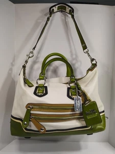 Sac à main cartable COACH Madison Sabrina en cuir vert et blanc K0893-13233 - Photo 1/23