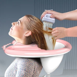 Inflatable Hair Washing Sink Foldable Drainable Neckline Adjustable Shampoo CUT - Picture 1 of 5