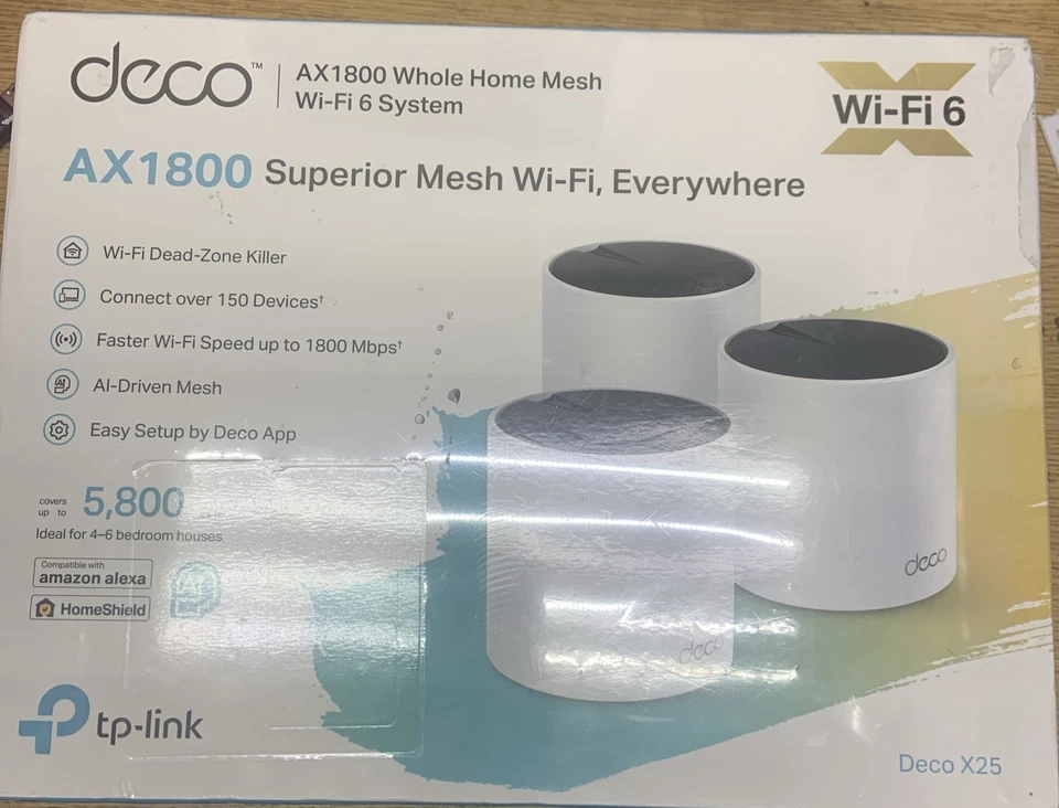 New TP-Link Deco X25 Dual-Band Whole Home Mesh Wi-Fi 6 System 3-Pack AX1800 - Image 1 of 1