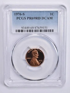 PR69 RD DCAM 1976-S Lincoln Memorial Cent PCGS Blue Lbl *1894 - Picture 1 of 5