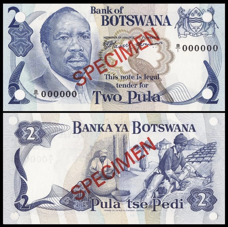 Botsuana 2 Pula 1976 ND ESPÉCIMEN Prefijo B/1 Pick-2s UNC Foto 1 de 1