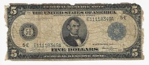 1914 $5 Large Federal Reserve Bank Note *Richmond Virginia* - Picture 1 of 2