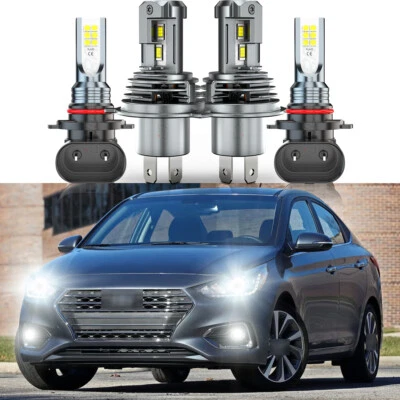 For Hyundai Accent 2018-2020 4x 6000K H4+9145 LED Headlight Fog Light Bulbs kit - Image 1 of 4
