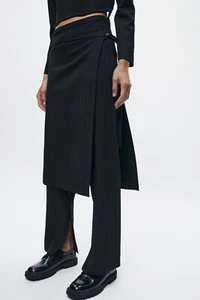 NWT ZARA Pinstripe Pareo Skirt Over Trousers ZW Collection 8722/807 Size M - Picture 1 of 4
