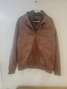 COOGI Australia Bomber Jacket Adult Size XL Mens Brown Faux Leather Coat EUC - Picture 1 of 9