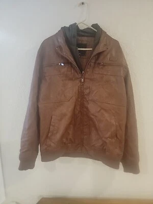 COOGI Australia Bomber Jacket Adult Size XL Mens Brown Faux Leather Coat EUC - Image 1 of 4