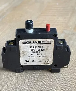 SQUARE D CLASS 9080 TYPE GCB30 SERIES C CIRCUIT BREAKER 3A 250VAC 65VDC - Picture 1 of 4