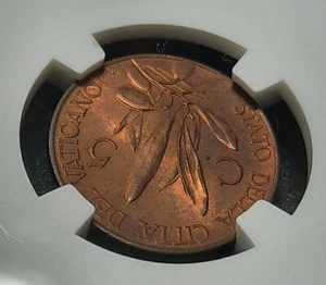 1936 XV Vatican 5 Centesimi . NGC MS64 RB - Picture 1 of 4