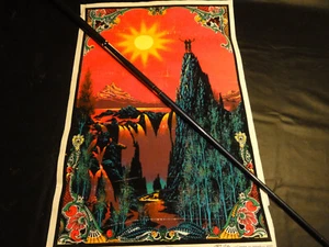 Vintage 70s VELVET "Garden of Eden" Black light Poster LOOK! - Picture 1 of 6