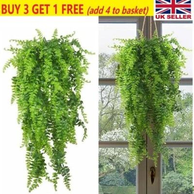 1X Artificial Plant Hanging Fake Macrame In Pots Fern Succulent Plant Green UK - Image 1 of 4