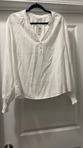 Cloth & Stone Women White Long Sleeve Blouse XL NWT Retail $98 - Picture 1 of 6