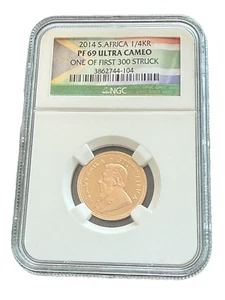 South Africa 2014 Gold 1/4 oz 1/4 Krugerrand NGC PF69UC - Picture 1 of 2