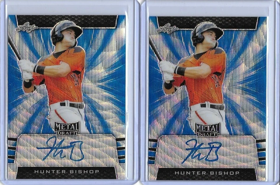 2019 Leaf Metal Draft HUNTER BISHOP Blue Wave Prismatic Auto RC /20 Giants - Image 1 of 1