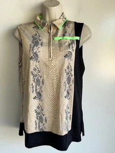 Jamie Sadock 1/4 Zip Golf Polo MEDIUM Snakeskin Sleeveless Tennis Pickleball - Picture 1 of 7