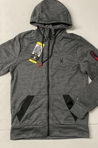 Spyder Active Men's Tech Fleece Hoodie Full Zip Pockets Jacket GRAY SMALL ProWeb - Picture 1 of 8