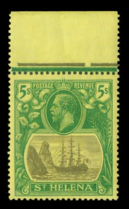 ST. HELENA 1923 KGV Flag Ship 5sh green & black Scott #91 mint MNH VF - Picture 1 of 2