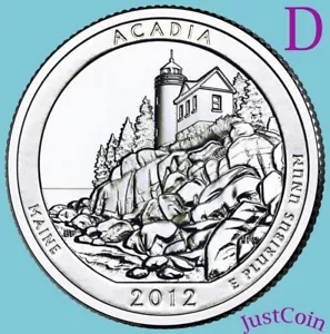 2012-D ACADIA NATIONAL PARK MAINE QUARTER UNZIRKULIERT AUS DEN USA NEUWERTIG ROLLEN - Bild 1 von 2
