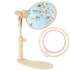 Wood Embroidery Stand with 2Pcs 6" 8" Hoops Adjustable Rotated Embroidery Stand 