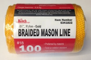 Koch Industries 5341822 100% nylon oro intrecciato linea muratore #18 x 100 piedi - Foto 1 di 1