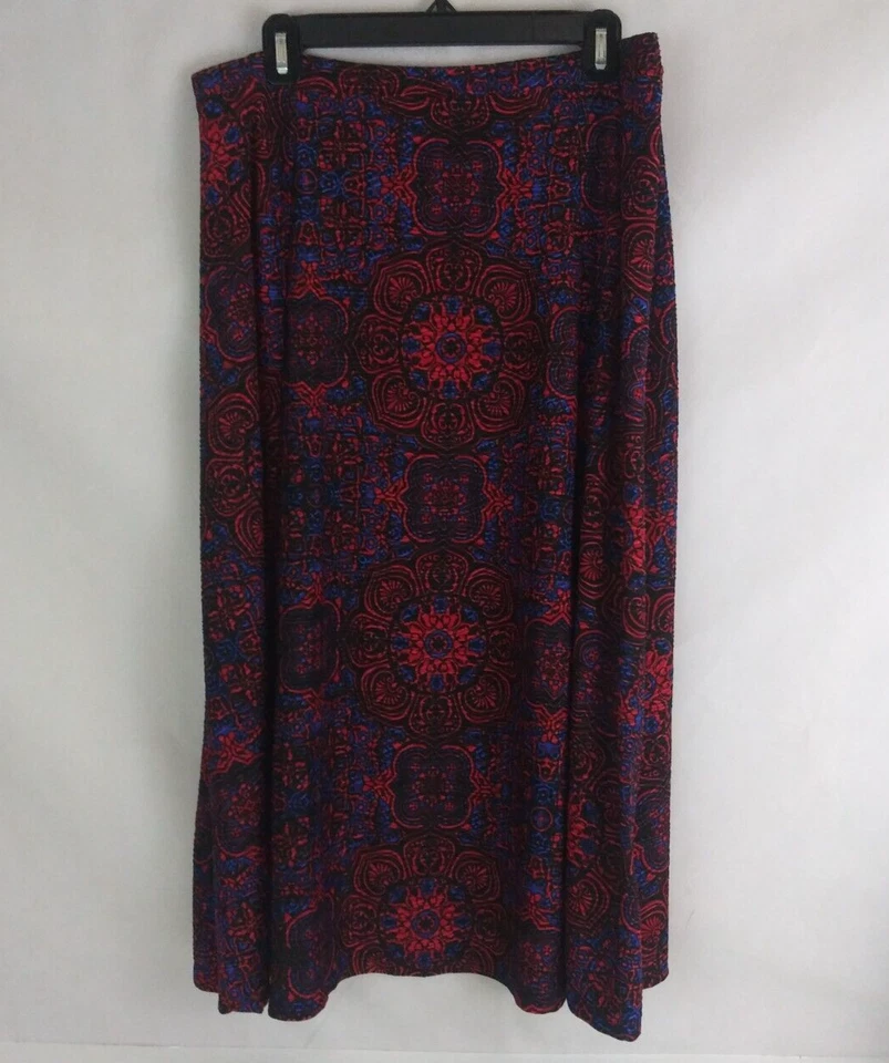 Dana Buchman Women's Red & Blue Textured Floral Skirt Size Large - Image 1 of 4
