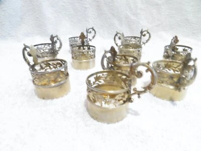 late 19th c French 950 gilded silver 10 liquor goblet holders Louis XVI st - Image 1 of 4