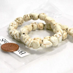 30 perline pepita di pietra beige sintetica 9 mm - 12 mm con crepe venature marroni - Foto 1 di 2