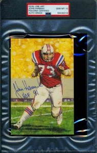 John Hannah Gem Mint 10 PSA DNA HOF 91 Slabbed Signed Goal Line Art Card - Picture 1 of 1