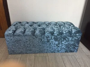 Storage Box | Luxury Ottoman Box - Ottoman Storage Footstool in Crush Velvet - Picture 1 of 6