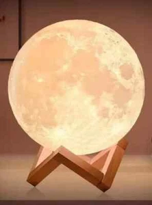 Moon Lamp LED Night Light - 14cm - 7 Colour Colour Changes - with stand - NEW - Picture 1 of 6