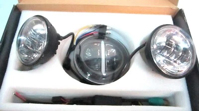 set 3 fari fanale led harley davidson usato ligth round 7" - Immagine 1 di 4