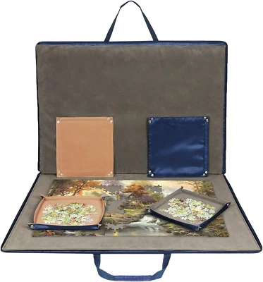 1500 Pieces Jigsaw Puzzle Board with Padded Cover, Portable Puzzle Case with 6 S - Image 1 of 4